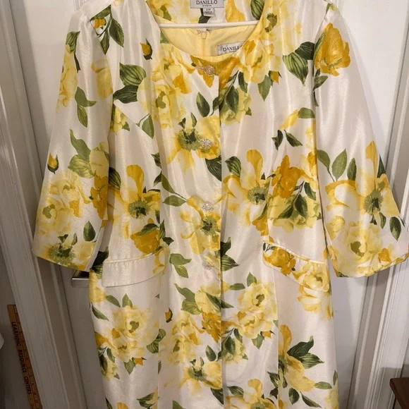 Danillo Women's Floral Midi Dress yellow with floral jacket - Yellow and Green - Picture 15 of 15